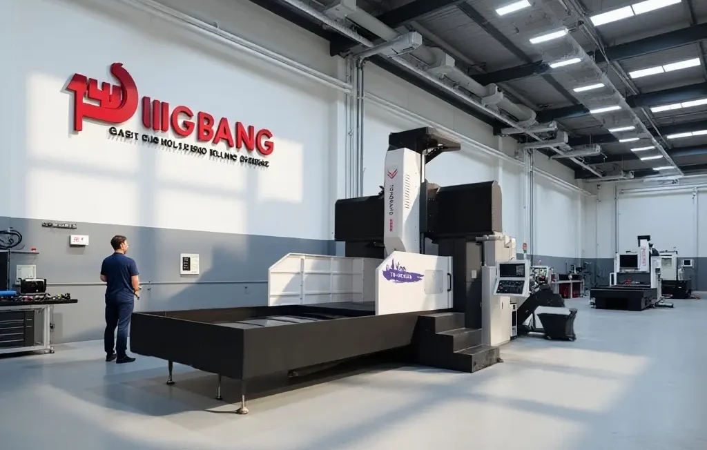 A CNC gantry milling machine in a modern factory